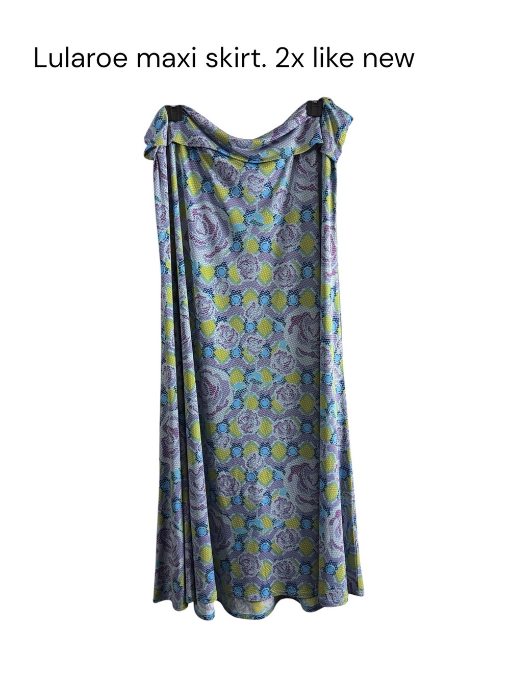 LuLaRoe Purple, Blue & Lime Floral Maxi Skirt